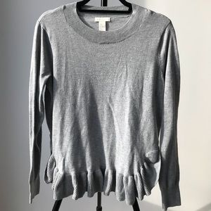 H&M Grey Sweater with Frill Detail size Medium
